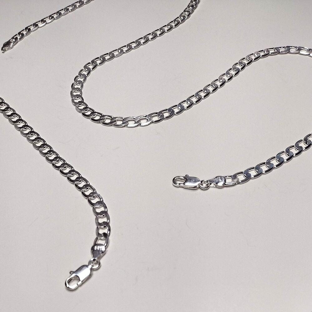 Sterling silver 925 Bracelet & Necklace Gift Set Cuban Chain Valentines birthday